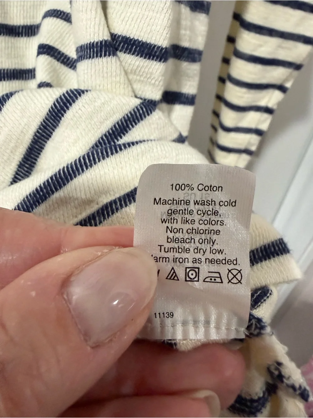 J.Crew women’s  Cream & Navy Striped Long-Sleeve Shirt
